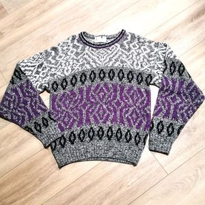 Vintage London Fog Sweater 80s Geometric Sweater